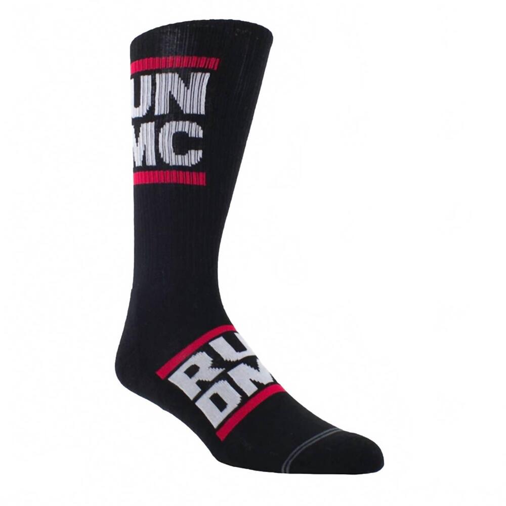 NEW PERRI’S SOCKS men's run dmc logo crew socks in black multi